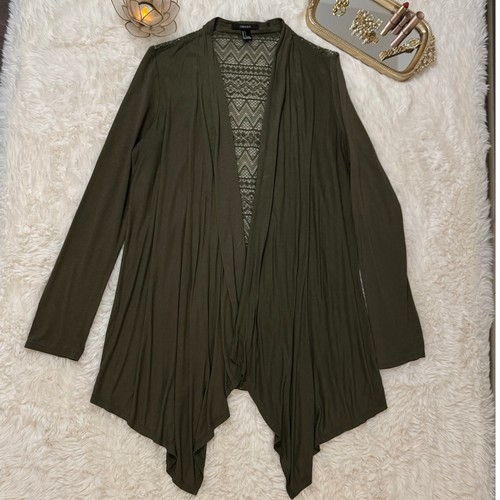 Olive green waterfall cardigan - green,