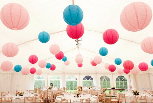Mixed paper lanterns - lanterns, round