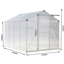 Aluminium Greenhouse WalkIn Large Clear Polycarbonate Gardening Shed Base Choose