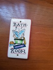 VINTAGE Ceramic tile name plate early 1960,s  "Bath Room" Made in England