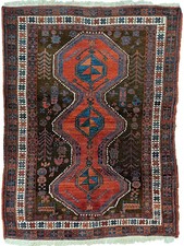 Vintage Hand Knotted 100% Wool Oriental Tribal Pattern Area Rug | 120 x 180 cm