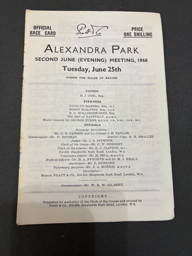 Alexandra park racecard june - alexandra,