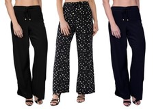 Women's Wide Leg Trousers Spotty Crepe Palazzo Loose Pants Ex M&S RRP £29.50