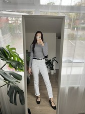 Zara White Cotton High Waisted