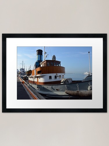 Vintage steam tug - steam, framed
