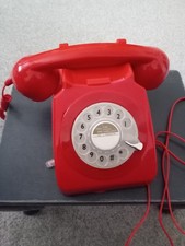 GPO 746 Classic Retro Rotary Telephone with Authentic Bell Ring, Red