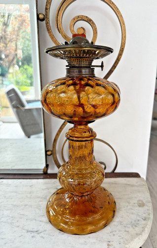 Antique amber glass - bubble, oil