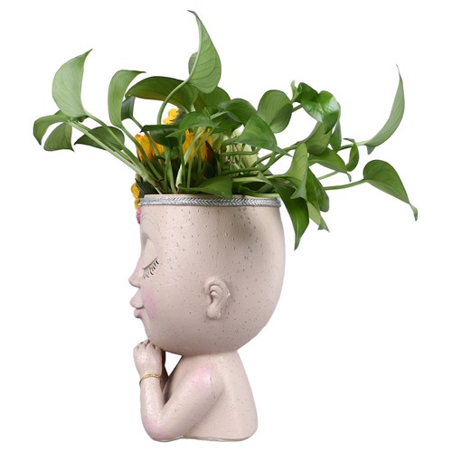 Face planter pot resin love - face,