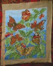 RARE COMPLETED EHRMAN BUTTERFLY TAPESTRY OBLONG CUSHION BY JILL GORDON 1995