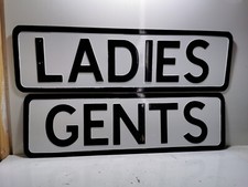 LARGE ORIGINAL (6" TALL) MODERN CAST ALUMINIUM LADIES GENTS TOILET SIGNS REF1343