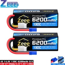 2x Zeee 4S LiPo Battery 14.8V 6200mAh 130C EC5 for RC Boat Car Racing Model Heli