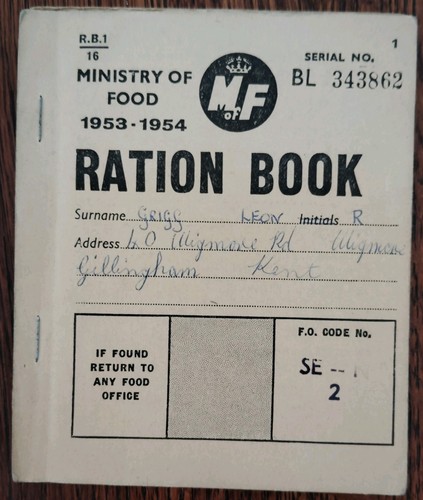Ministry food ration book - ration,