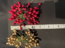 Christmas Pick Gold Red Berries Artificial