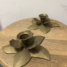 Vintage Pair Brass Lotus