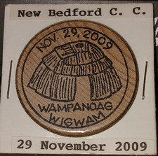 Wooden Nickel Wampanoag Wigwam