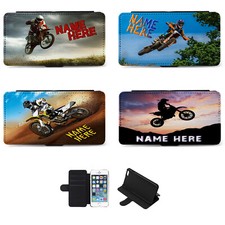 Personalised iPhone Case Motocross Flip Phone Cover Birthday Gift Dirt Bike Boys