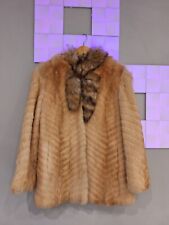 Ladies Chevron Vintage Real Goat & Fox Vulpes Coat Jacket Uk8/10