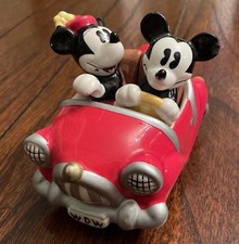Walt Disney MICKEY MINNIE MOUSE Salt Pepper Pots WDW Ceramic Car Disneyana