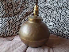 Vintage Working Medium Size Hammered Brass Table Lamp Base