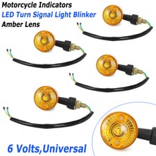 Universal Motorcycle Indicators LED Turn Signal Light Blinker Amber Lens 6 Volts