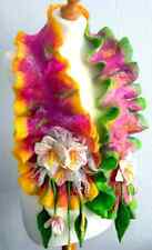 Felted Scarf Nunofelt 100% wool  Shawl -blossom-