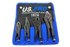 US Pro 4pc LOCKING PLIERS SET Mole Grips, Long Nose, Curved Jaw B1674