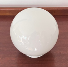 Pair 2-Two Vintage Opal White Glass Globe Light Shades 1960s Ceiling Lamp Covers