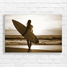 Surfer Girl Silhouette At