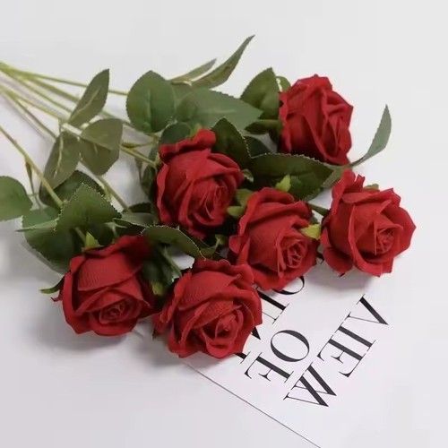 Artificial red rose - artificial, silk