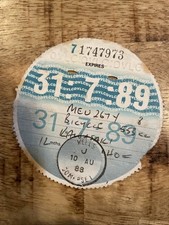 KAWASAKI Motorbike Stamped 1989 Old Original Vehicle Tax Disc July. 