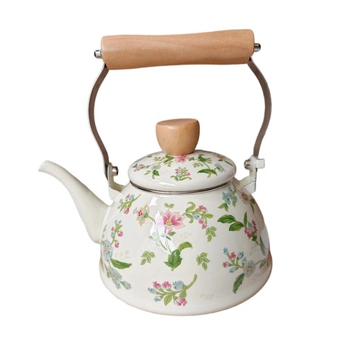 Floral enamel tea kettle - floral,
