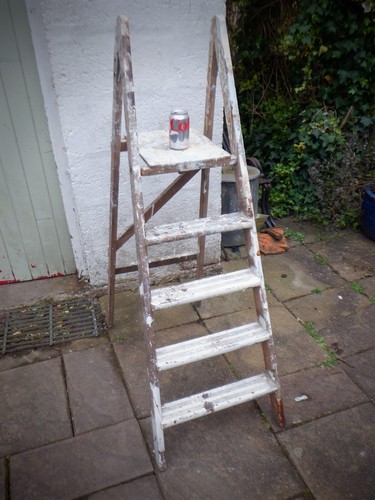 Vintage wooden step ladder - ladder, 4