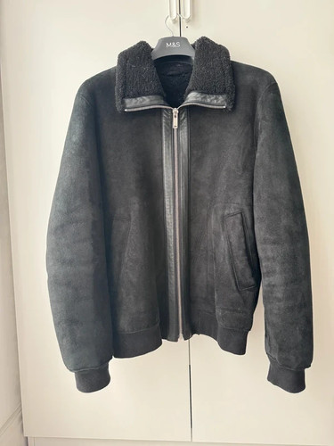 Reiss black sheepskin aviator - sheepskin,