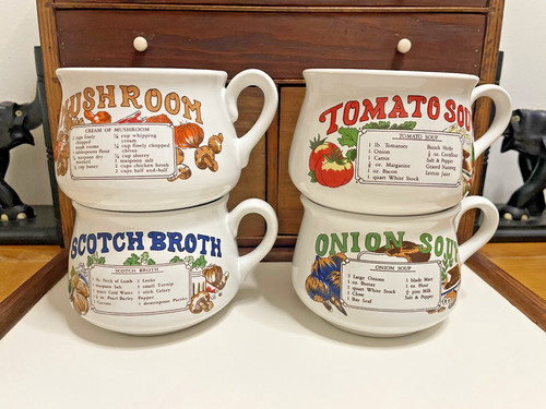 Vtg soup recipe - mugs, 4