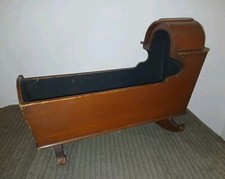 Original Antique Painted Pine Wooden Dolls Rocking Cradle / Crib  47cm Length 