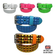 New 38mm 3 Row Colourful Pyramid Belts Removable Buckle PVC