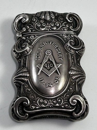 Sterling silver masonic vesta - masonic,