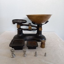 Victor England Kitchen Weighing Scales Black With Bowl And 7 Weights Made In UK