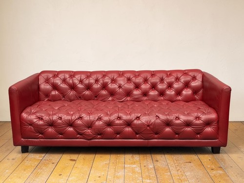 Chesterfield red leather deep - chesterfield,