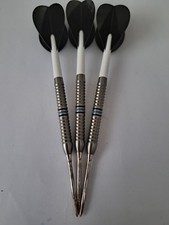 24GM PENCIL SHAPED RING GRIP 95% TUNGSTEN DARTS WITH LONG VOLUTE POINTS FITTED.