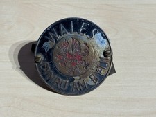 Vintage Wales Cymru Am Byth Pressed Metal Car Badge inc Fixings Restoration