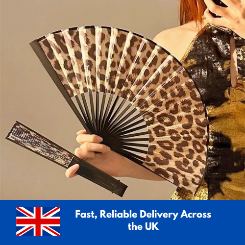 Leopard print folding fan - print,