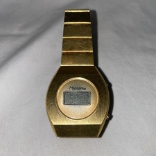 Vintage Microma Quartz Digital Watch Men Gold Tone Parts Repair Light Works