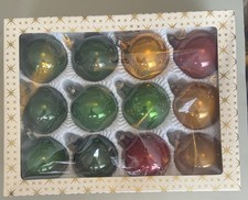 Vintage Box Of Old Christmas Tree Decorations Baubles x 12 Made In Germany