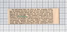 C5252) Mrs Augusta Ashby Staines Charles Ashby - 1880 Cutting