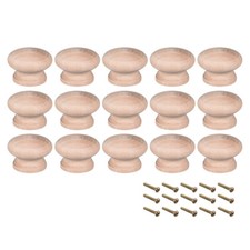 Wooden Knob Pine Cupboard Cabinet Wardrobe Door Drawer Pull Handle 45mm 15pcs