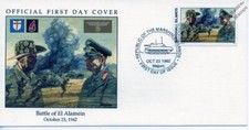 1942 WWII BATTLE OF EL ALAMEIN - ROMMEL & MONTGOMERY DESERT RATS Tanks Stamp FDC