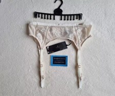 NEW EX M*S TWO TONE "DELICATE ANTIQUE INSPIRED LACE SUSPENDERS SIZE 8