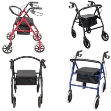 Foldable Elder Rollator Mobility Walker Disability Aid Walking 4 Wheels w/ Seat