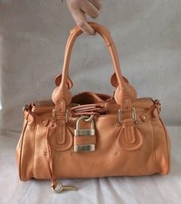 Chloe Paddington Leather Handbag Shoulder Bag Padlock & Key Authentic Bronze